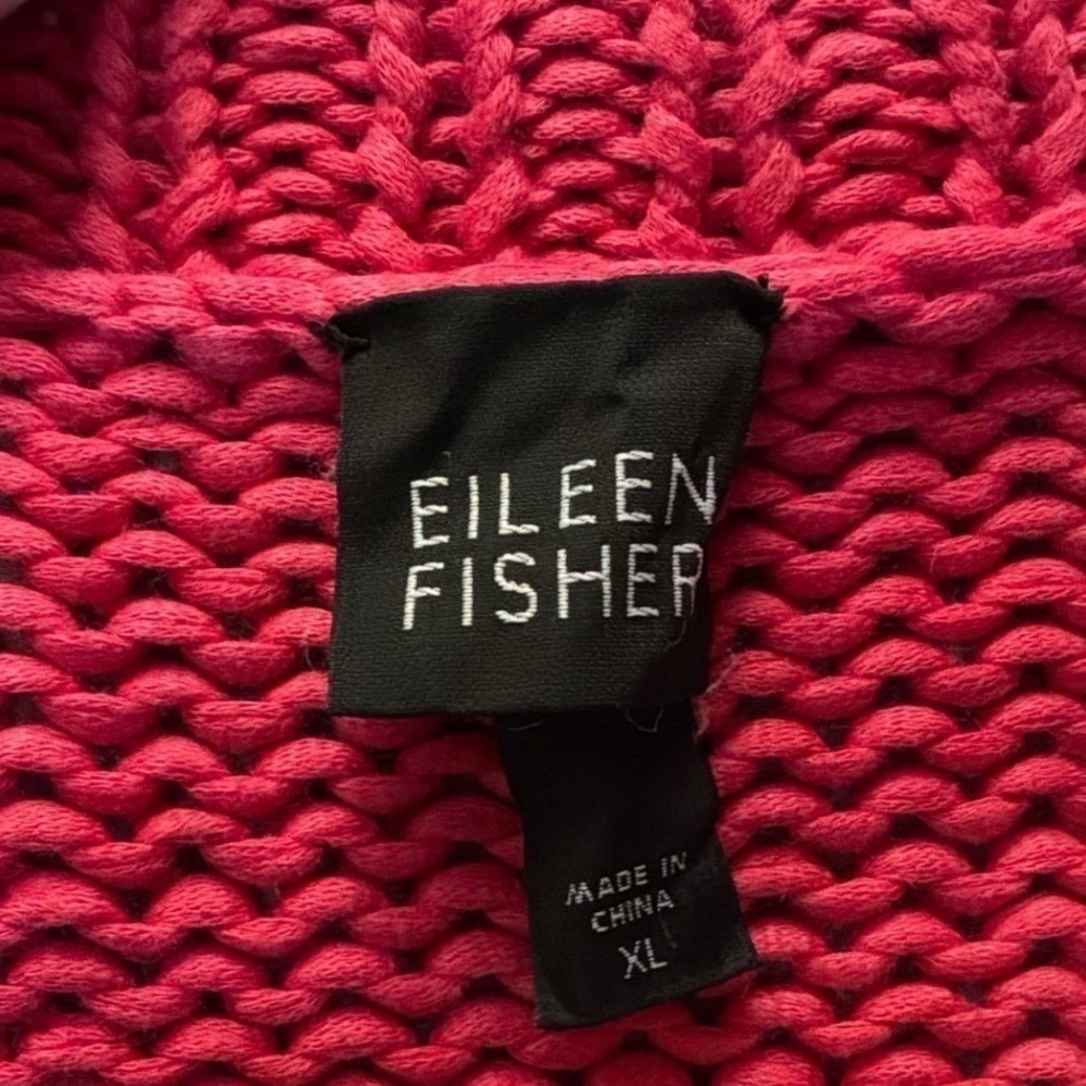 Eileen Fisher Pink Overdyed Cotton Open Cardigan XL Watercolor Dyed - Picture 4 of 7